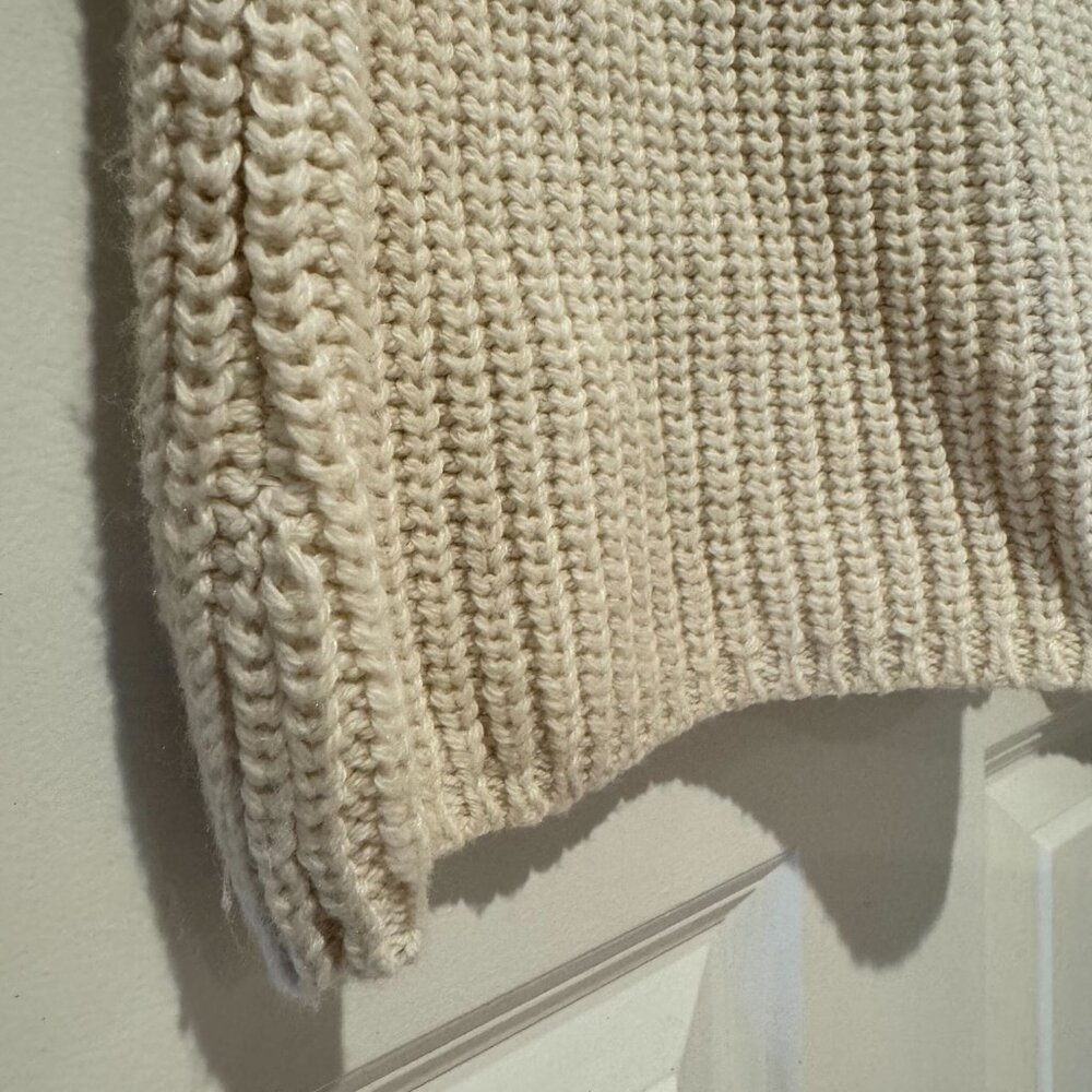 NWT‎ Rachel Zoe Cream Cotton Cable Knit Turtle Neck Sweater - Size Extra Large - Picture 5 of 9